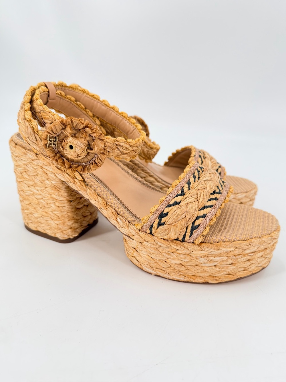 Sam Edelman Ileana Raffia Chunky Platform Heel Sandals 9.5